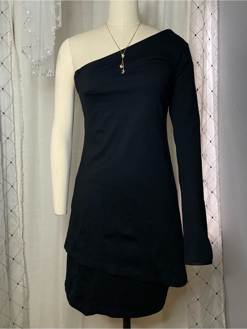 🖤Petite Formal Black One-Shoulder Dress Size S